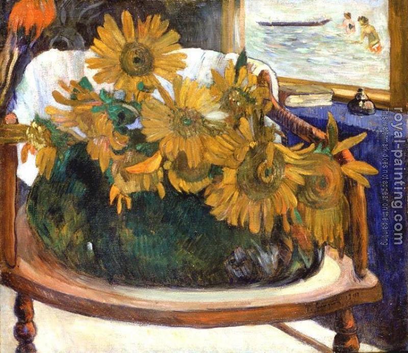 Paul Gauguin : Still Life with Sunflowers on an Armchair II
